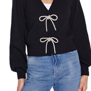 Black Sweater with Bow Accents